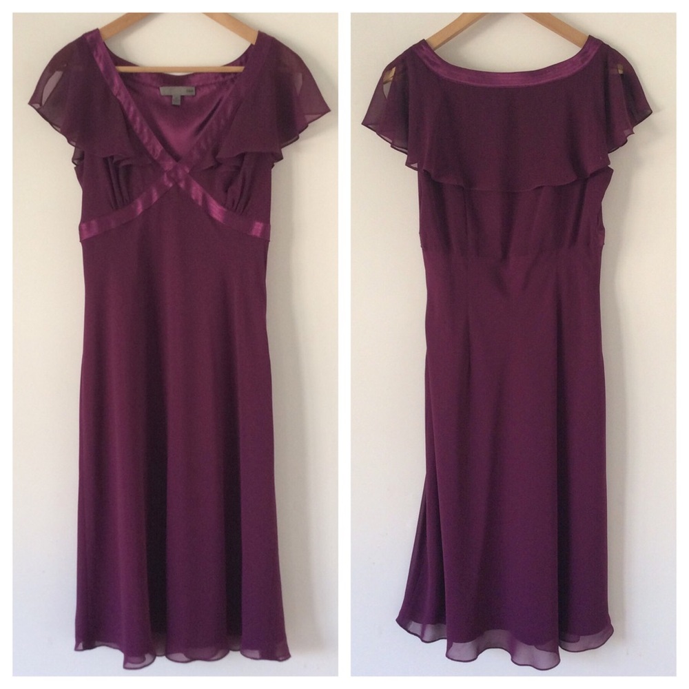 bice   Burgundy V Neck Midi Dress    Size 10 Prom Formal